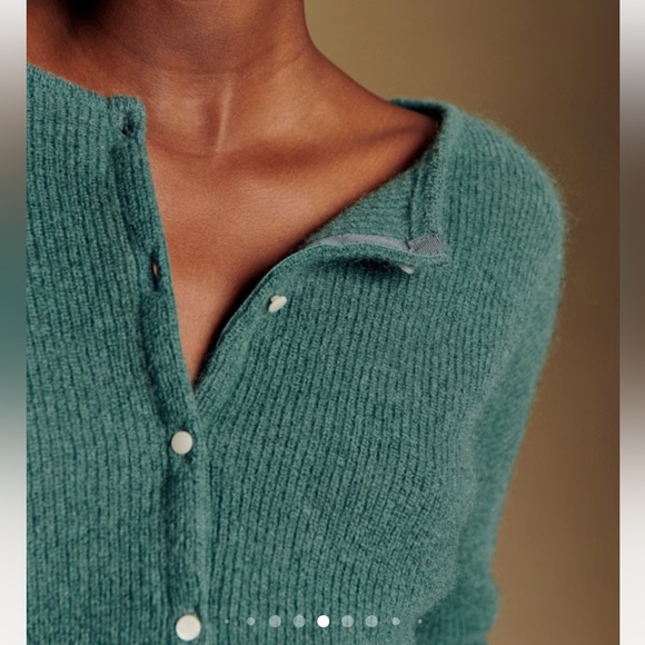 Sezane Gaspard Dark Green Cardigan Sweater - Womens Small - Picture 2 of 6